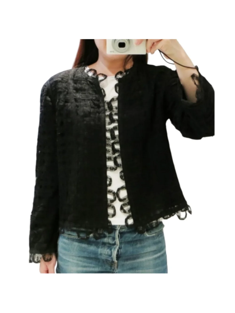 HP. Chanel Black Lace Detail Jacket